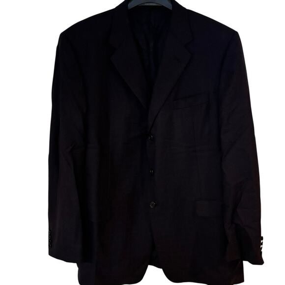Hickey Freeman Wool Navy Blue Windowpane Pattern Men's Suit Size 46L & 40x29** - Picture 1 of 11